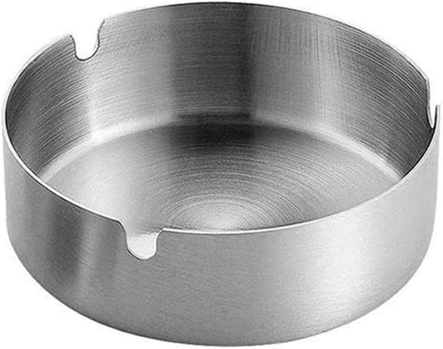 Cenicero redondo de acero inoxidable para cigarrillos, cenicero para mesa adecuado para soporte de bandeja de cenizas para hotel, restaurante,