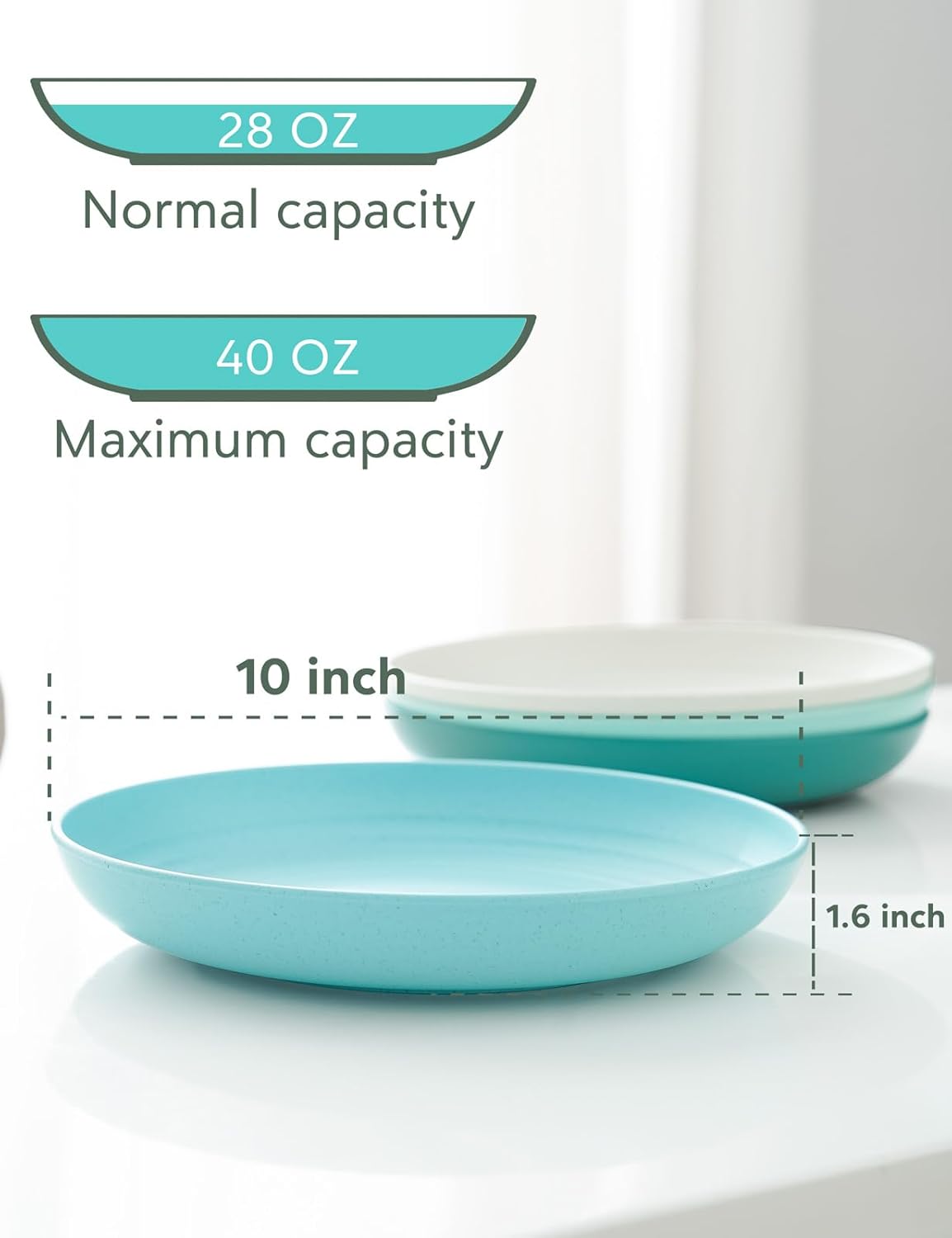 GENLGE Juego de 8 platos de paja de trigo de 10 pulgadas, platos de cocina aptos para microondas, platos reutilizables irrompibles para exteriores,