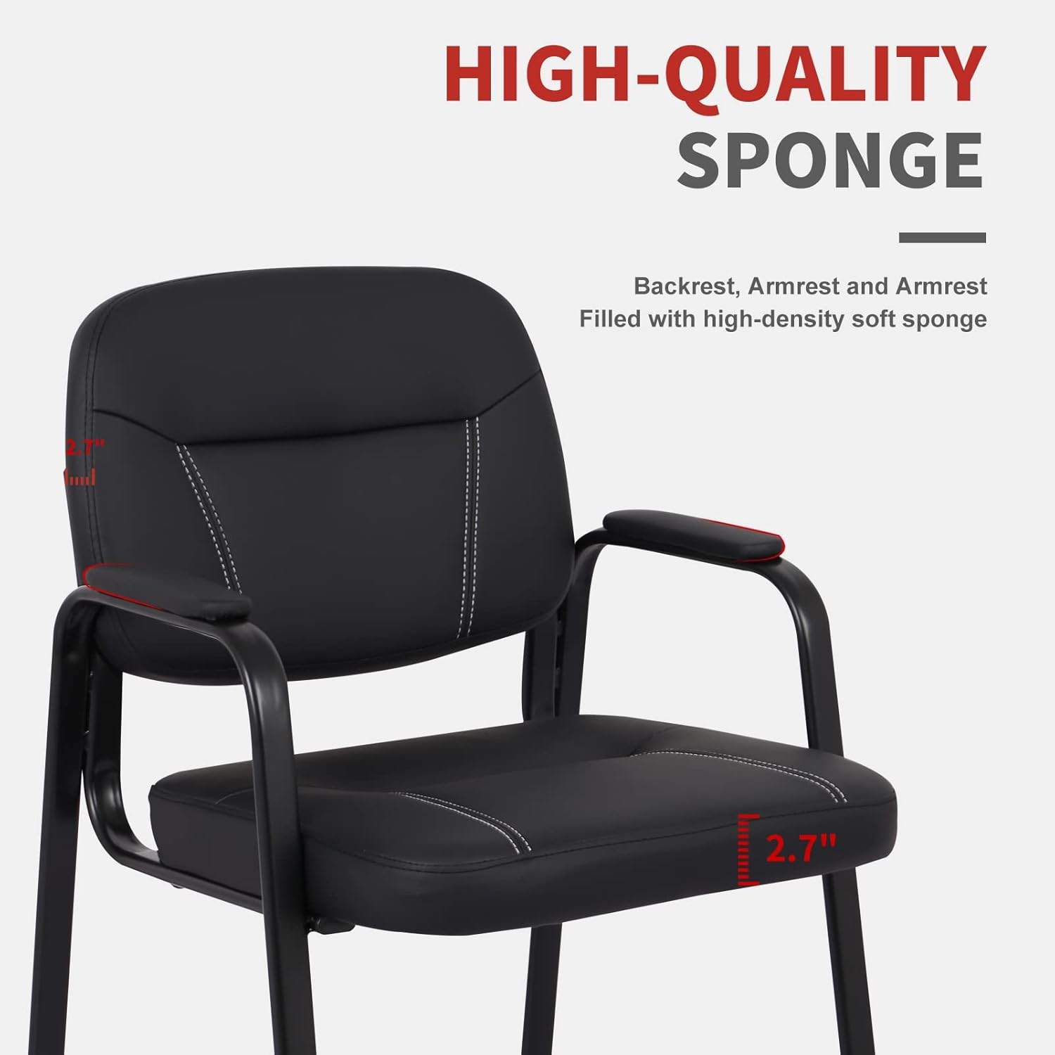 CLATINA Silla de recepción con reposabrazos acolchado de cuero regenerado, silla de invitados de estilo moderno para oficina, reuniones, sala de