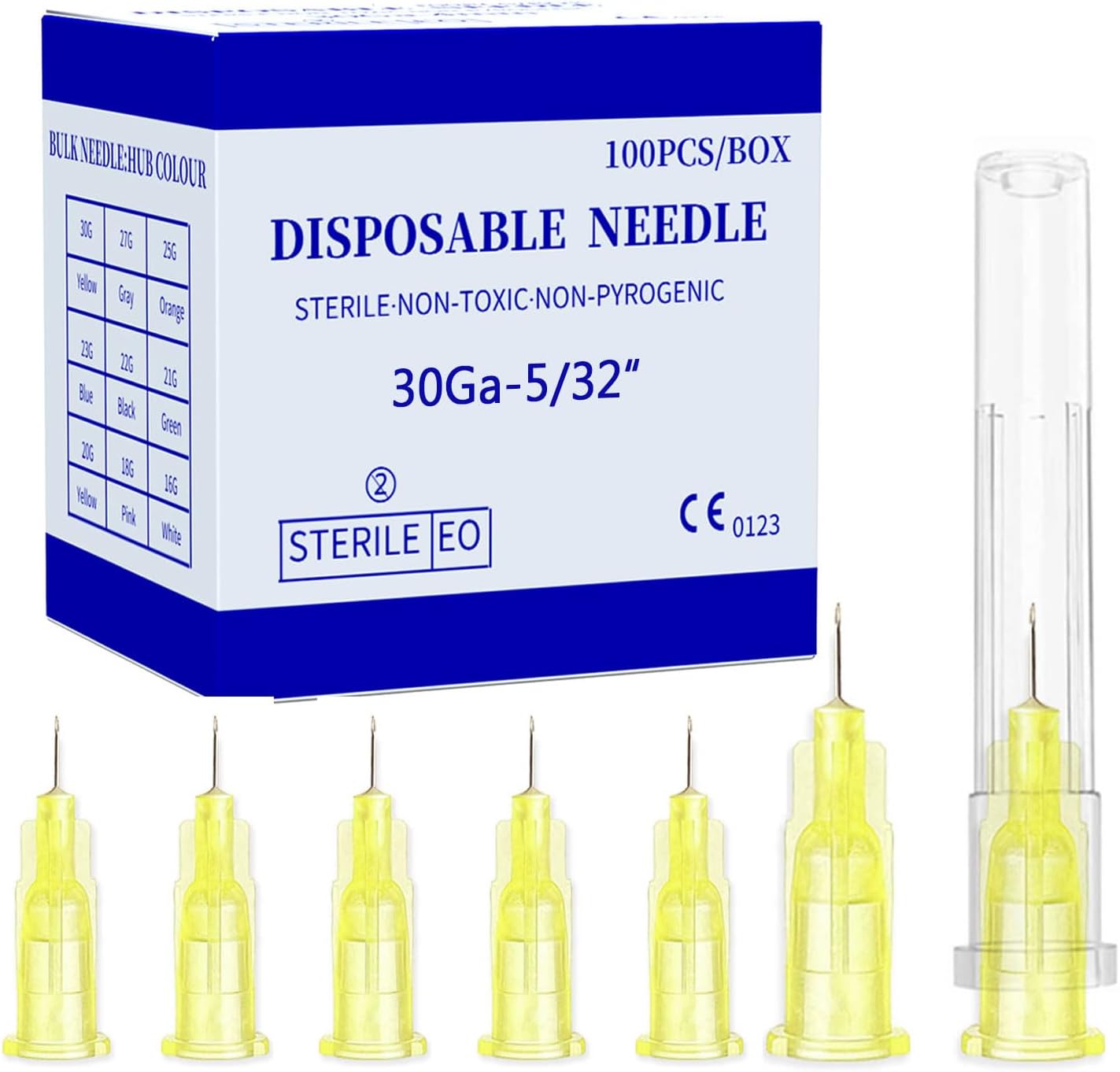 Aguja desechable Luer Lock 30Ga 0.157 in 100Pack (30Ga-0.157 in)