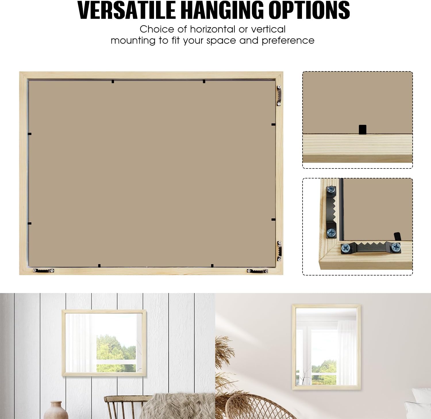 Espejo de madera rústica para pared, 20 x 28 pulgadas, espejo de decoración de granja hecho a mano, perfecto para baño, dormitorio, entrada, sala de