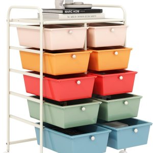 Carrito de almacenamiento con ruedas de 10 cajones, organizador de carrito con ruedas para arte, herramientas, manualidades, papel, álbum de Carrito de almacenamiento con ruedas de 10 cajones, organizador de carrito con ruedas para arte, herramientas, manualidades, papel, álbum de