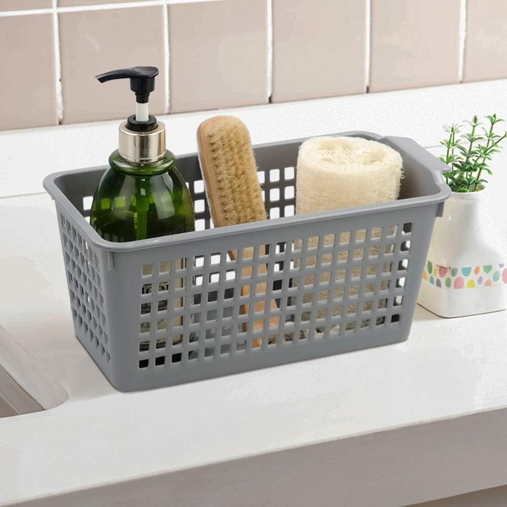 Cesta de almacenamiento de plástico, cestas de plástico delgadas profundas, 6 paquetes