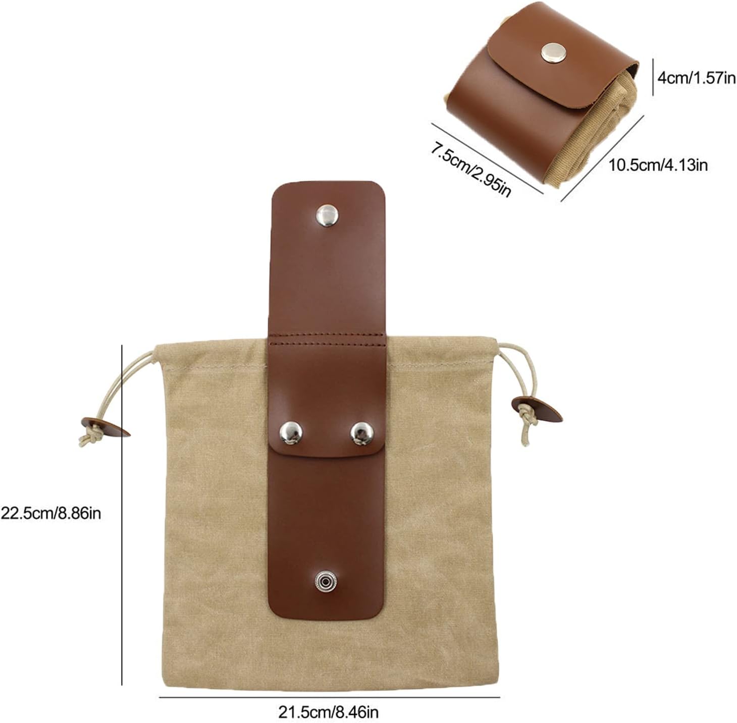 ASENIE Bolsa de forrajeo de lona encerada plegable para acampar al aire libre, bolsa de forrajeo para almacenamiento de hongos, de cuero, resistente