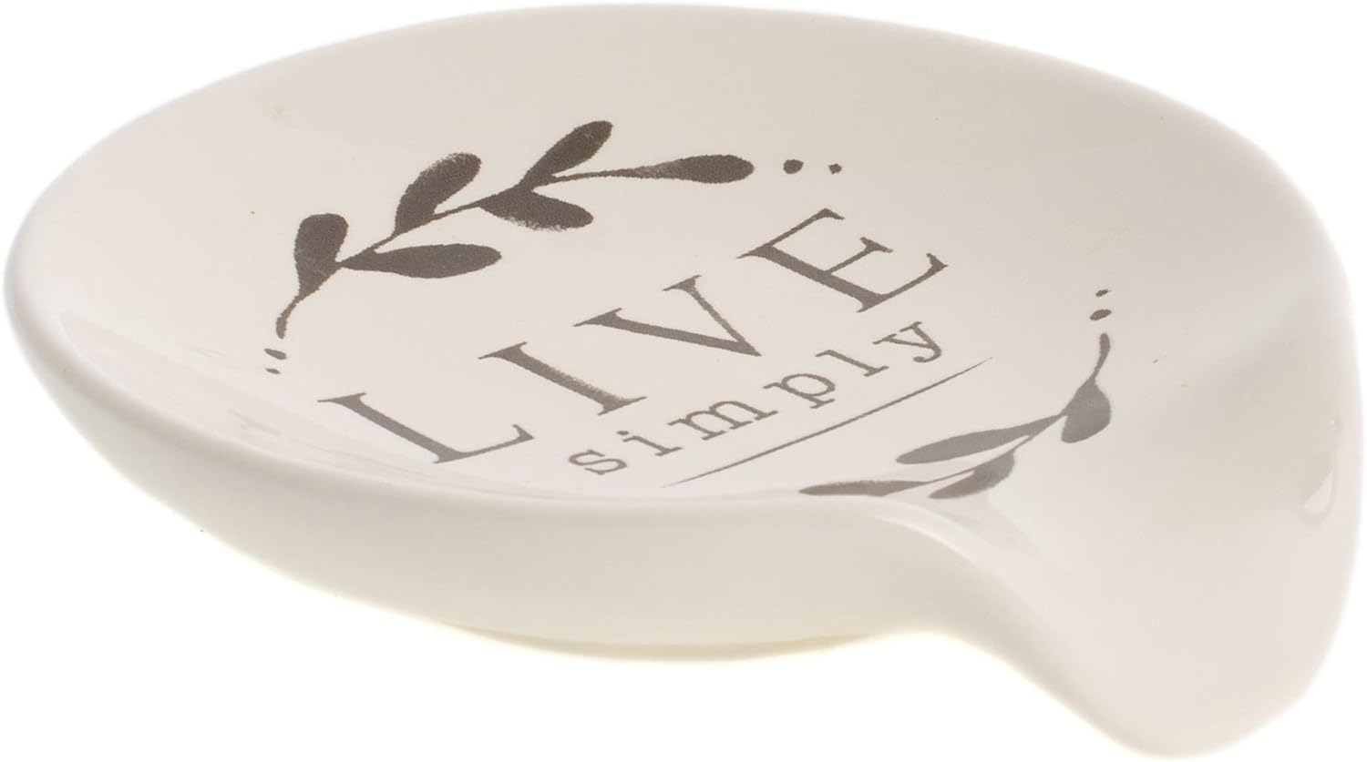 DEMDACO Live Simply Floral – Cucharas de cocina de cerámica blanca brillante de 4.5 x 4 pulgadas