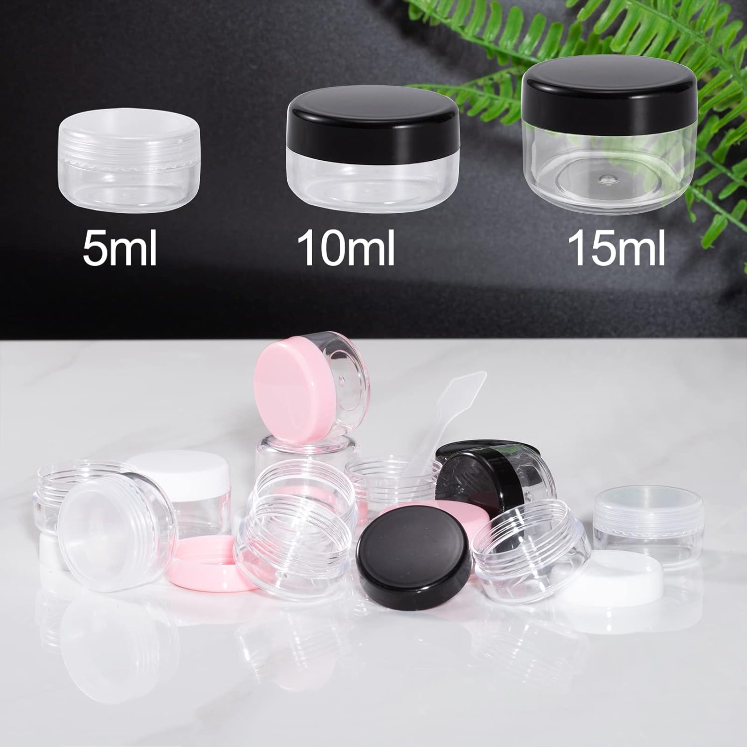60 unidades de 0.5 fl oz0.53 oz de muestra de tarro transparente transparente crema de vidrio cosmético recipientes con mini espátulas etiqueta para