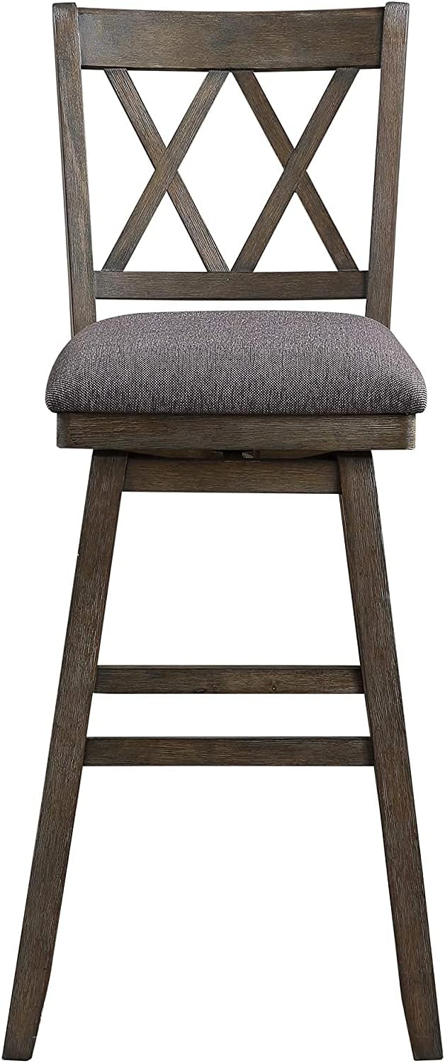 Home Brookline – Taburete giratorio de bar con mecanismo de giro de 360, taburetes rústicos de granja para encimera de cocina con cojín, altura del