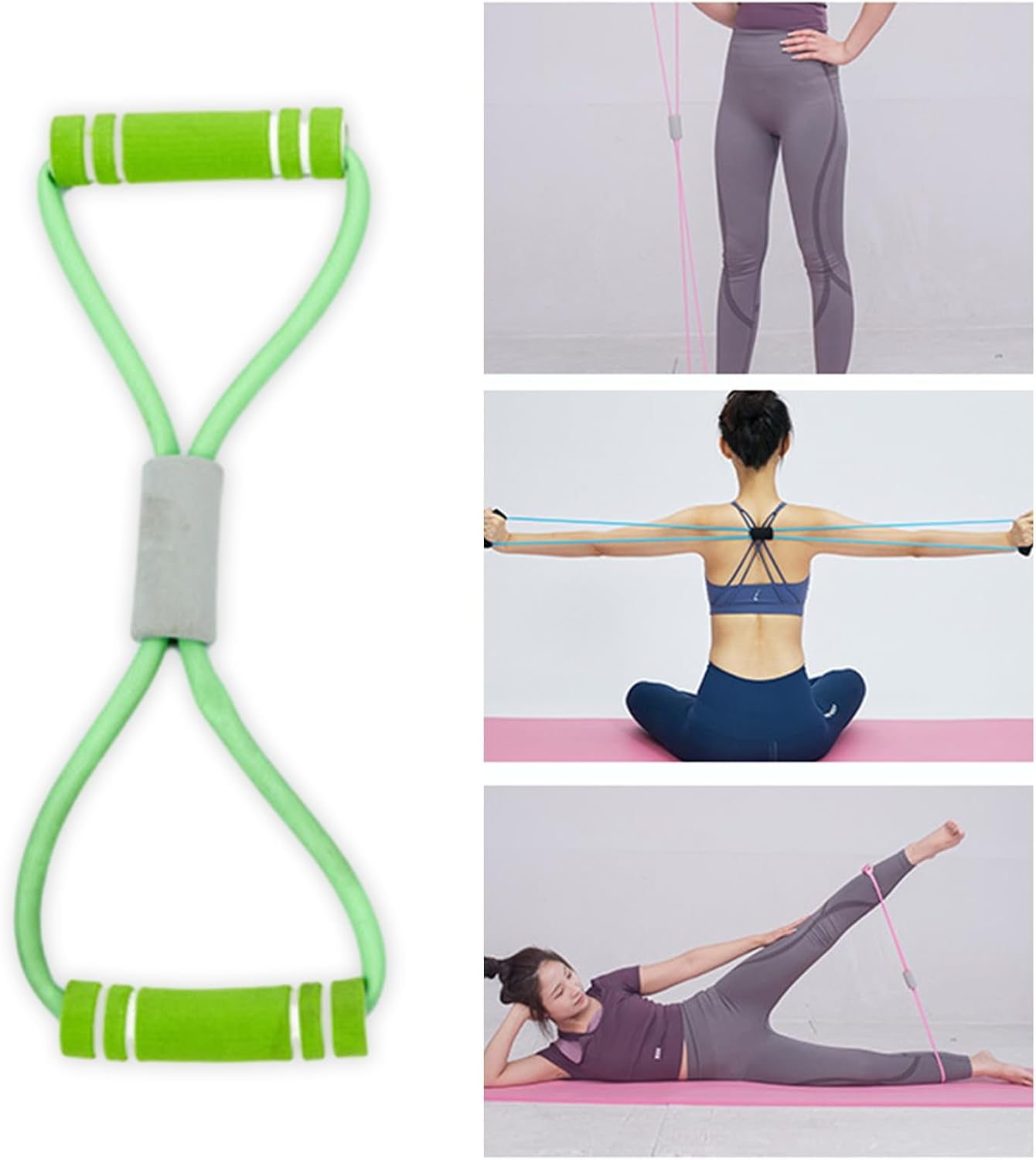 Figura 8 banda de resistencia, bandas de resistencia para mujeres y hombres, banda de resistencia de 8 formas para brazo, expansor de pecho, cuerda