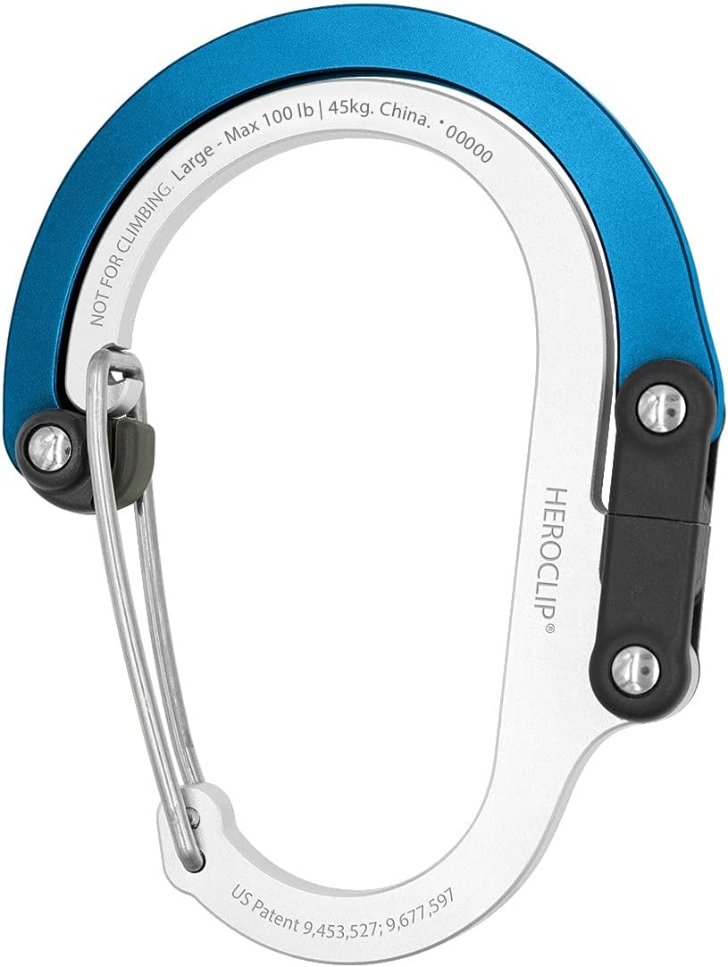 GEAR AID HEROCLIP – Mosquetón grande y gancho para colgar artículos resistentes, mochilas de campamento, maletas, kayaks, bicicletas, organización