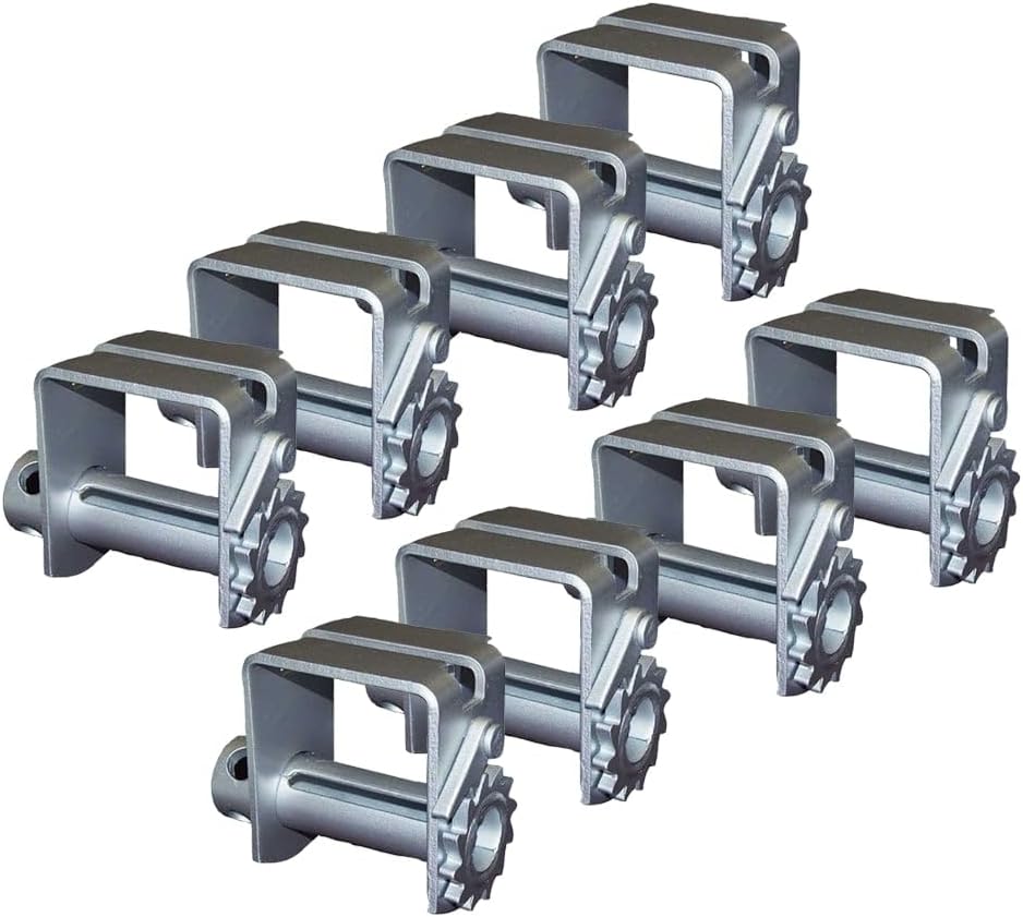 Mytee Products Paquete de 8 cabrestantes deslizantes dobles en L para pista doble L  5500 libras WLL de perfil estándar chapado en zinc deslizante