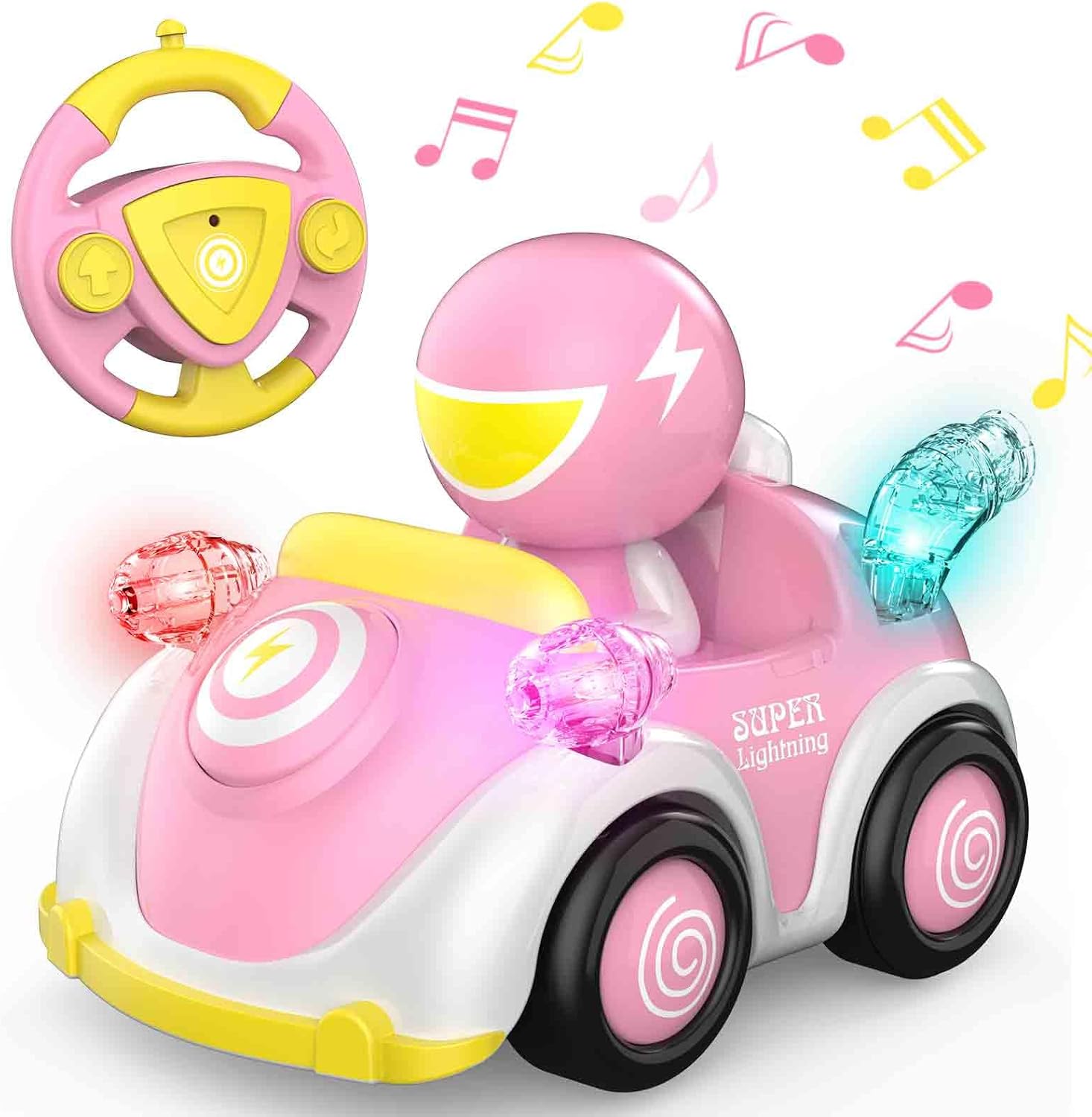 NQD Coches de control remoto para niños pequeños de 1, 2, 3, 4, 5, 6 años, niños pequeños, niños pequeños, juguetes de carreras de dibujos animados
