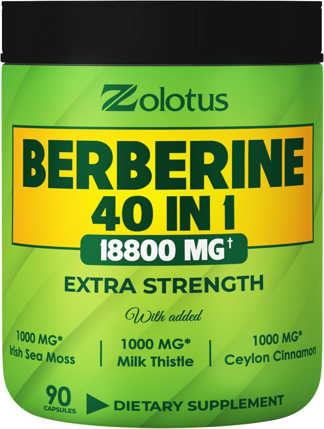 Zolotus Suplemento de berberina de 18800 mg 40 en 1, con musgo marino, canela, cardo mariano, vinagre de sidra de manzana, quercetina, el mejor