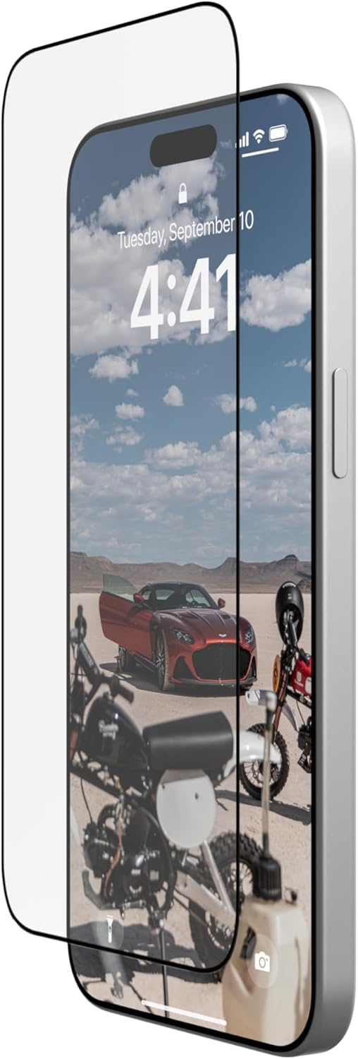 URBAN ARMOR GEAR UAG – Protector de pantalla compatible con iPhone 15 Pro Max de 6.7 pulgadas, vidrio templado doble 9H, ultra transparente, HD,