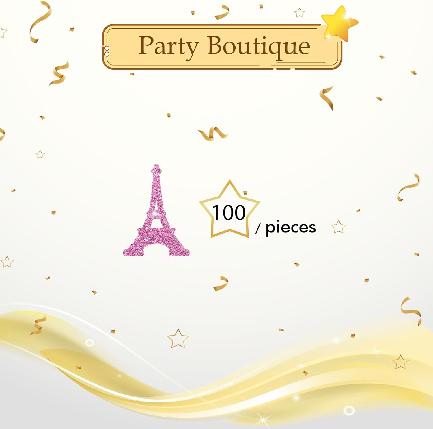 100 piezas de confeti de la torre Eiffel, confeti de mesa de fiesta de París con purpurina rosa, dispersos de papel para fiesta temática francesa de