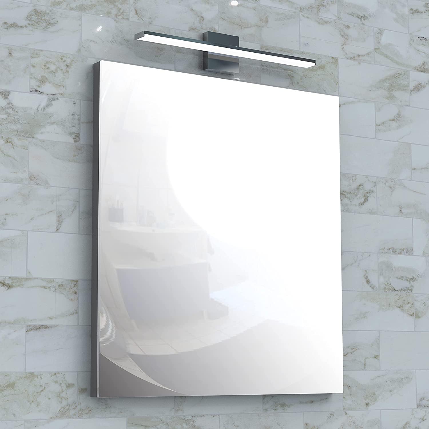 GERAMEXI Luz LED de tocador de 16 pulgadas, moderna luz LED de tocador de baño, color negro mate, 12 W, luces LED modernas de tocador de baño,