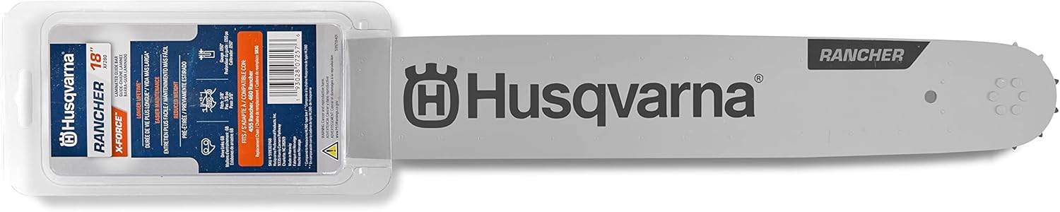 Husqvarna Barra de motosierra Rancher de 18 pulgadas, paso de 38 pulgadas, calibre 0.050 pulgadas, 68 eslabones de transmisión, accesorios para