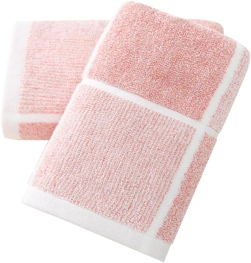 Juego de 2 toallas de mano rosas 100% algodón con patrón a cuadros, súper suaves, altamente absorbentes, toallas de mano decorativas para baño, 13 x