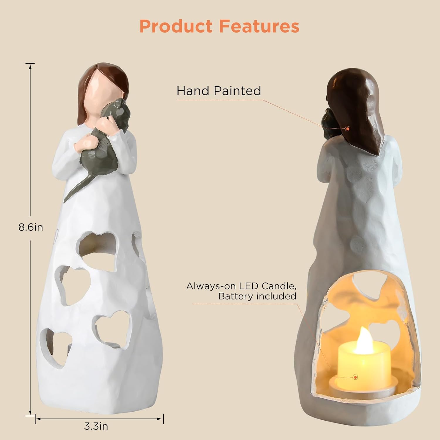 Styleonme Lámparas de vela, Estatua de la Madre e Hija, Regalos de Navidad de la hija, Gran Madre Regalos, Regalo de la Hija de la Madre, Regalo de