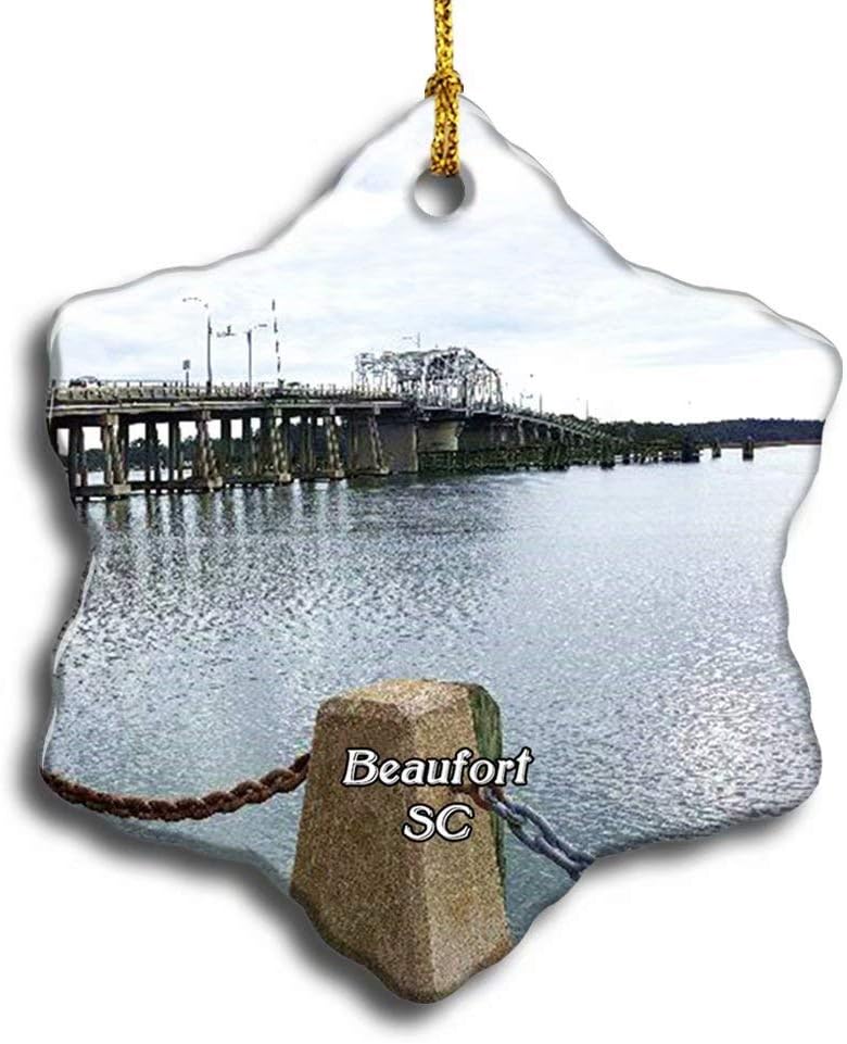 Beaufort Waterfront Park South Carolina USA America – Adorno colgante para árbol de Navidad, copo de nieve de doble cara, cerámica, suministros de
