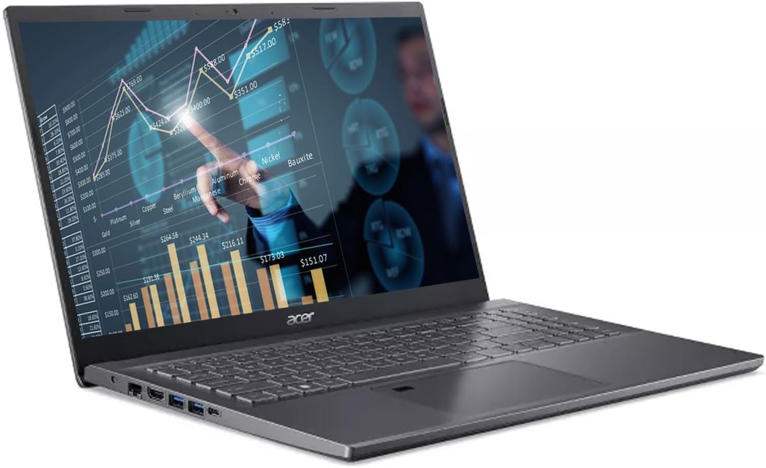 acer Aspire 5 Business Slim Laptop, pantalla FHD de 15.6 pulgadas, procesador Intel Core i7-1255U de 12 generación, 32 GB de RAM, SSD de 1 TB,
