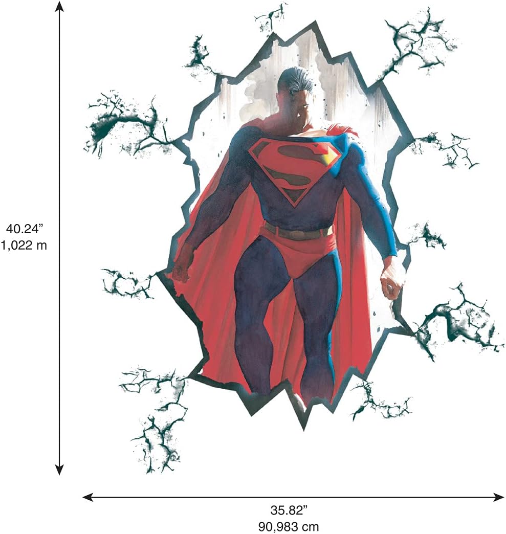 RoomMates RMK4945TBM Alex Ross Superman – Calcomanía de pared gigante agrietada