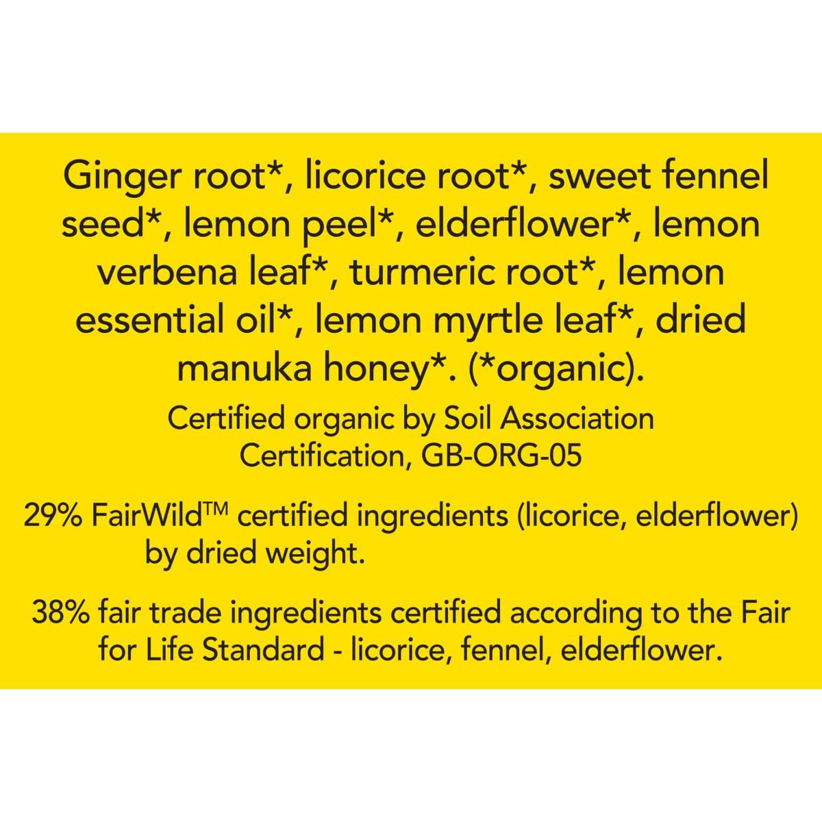 Té de hierbas Pukka, orgánico, de limón, jengibre y miel de manuka, sin cafeína, certificación de comercio justo, certificación Kosher, certificado