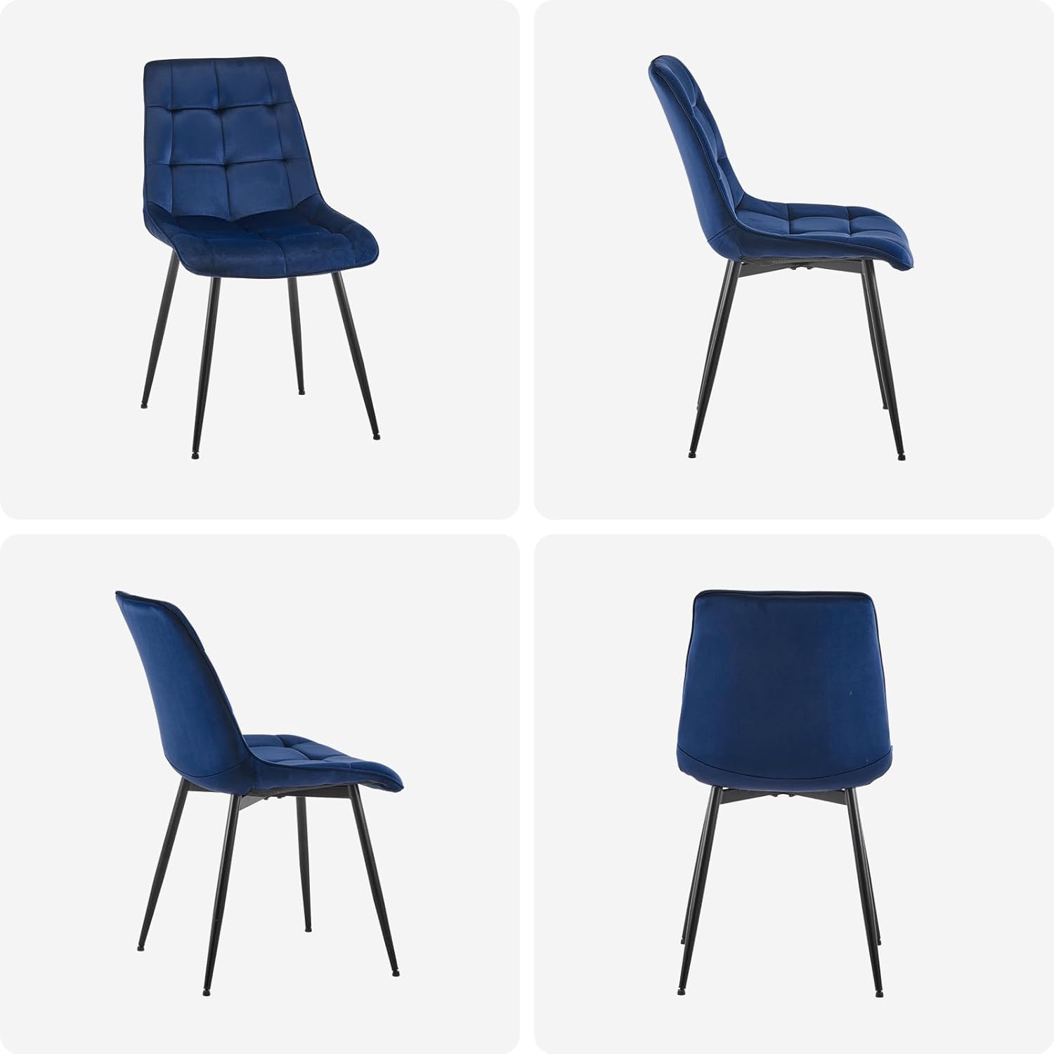 TUKAILAI Juego de 2 sillas de comedor de terciopelo, asiento y respaldo tapizados suaves y cómodos, silla auxiliar moderna de ocio con patas de
