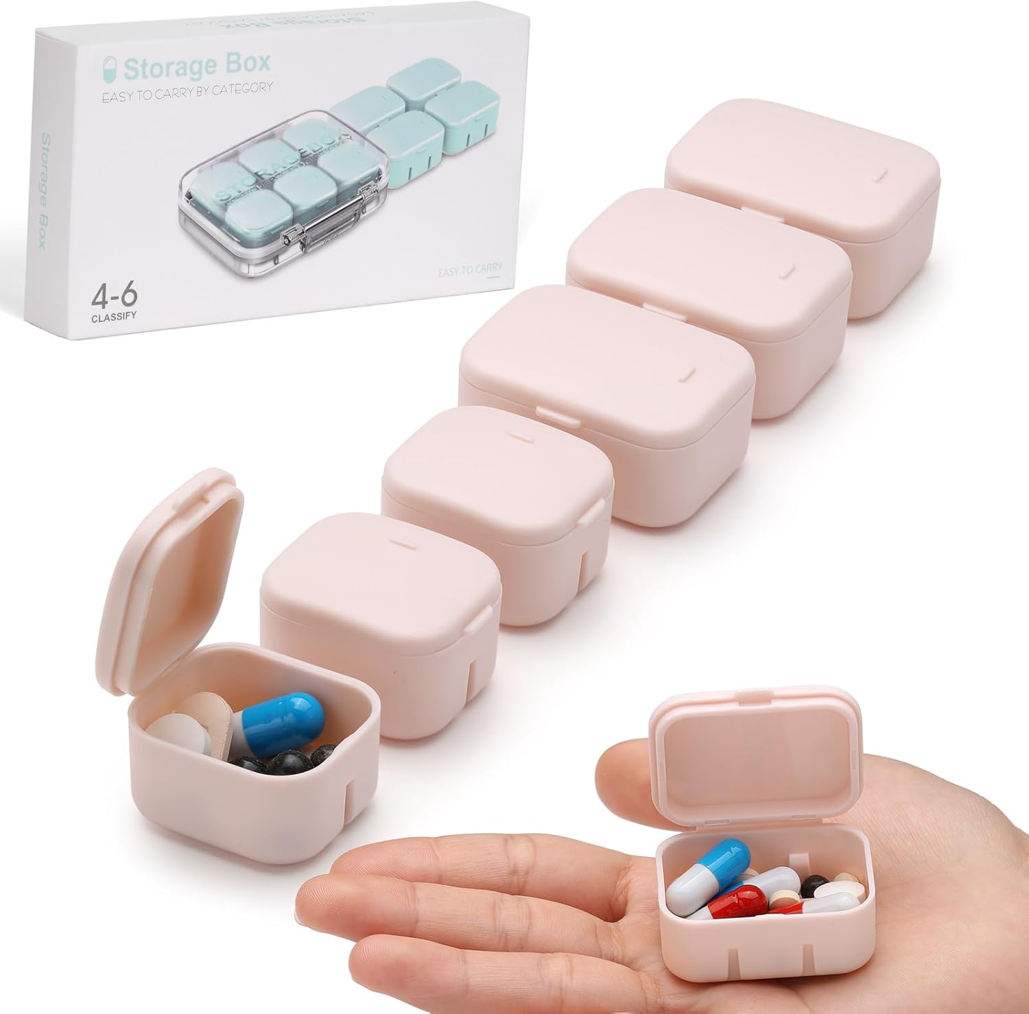 RICHCEE Pastillero diario con 10 compartimentos para bolso de bolsillo, lindo pastillero de viaje combinado, organizador diario portátil de píldoras