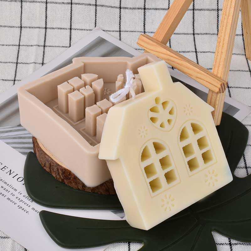 Molde de silicona Freshie del coche de la forma de la casa de la Navidad para hacer el jabón Aroma Beads Car Freshie Candle Pendant Resin