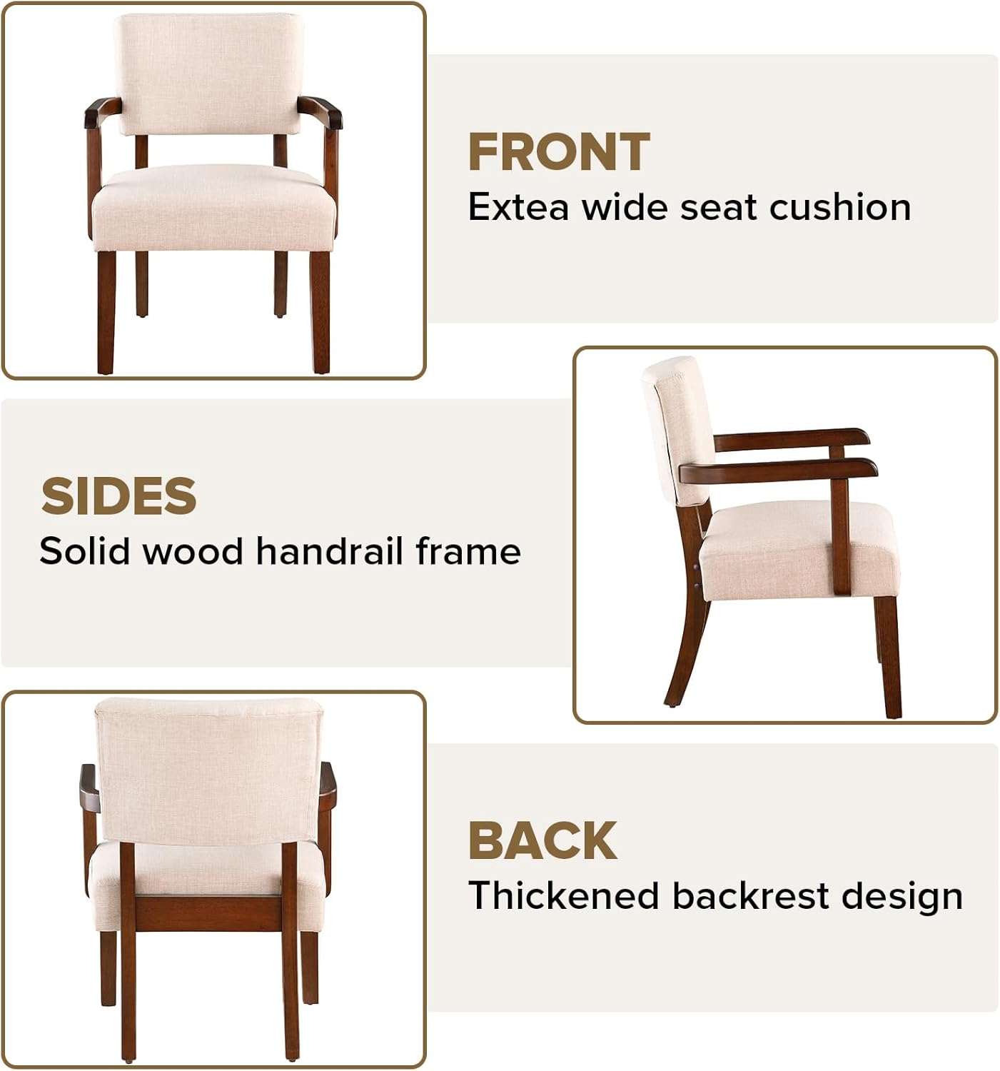 Ufurpie Juego de 2 sillas decorativas de tela con mesa redonda de madera, silla moderna de mediados de siglo para sala de estar, dormitorio,