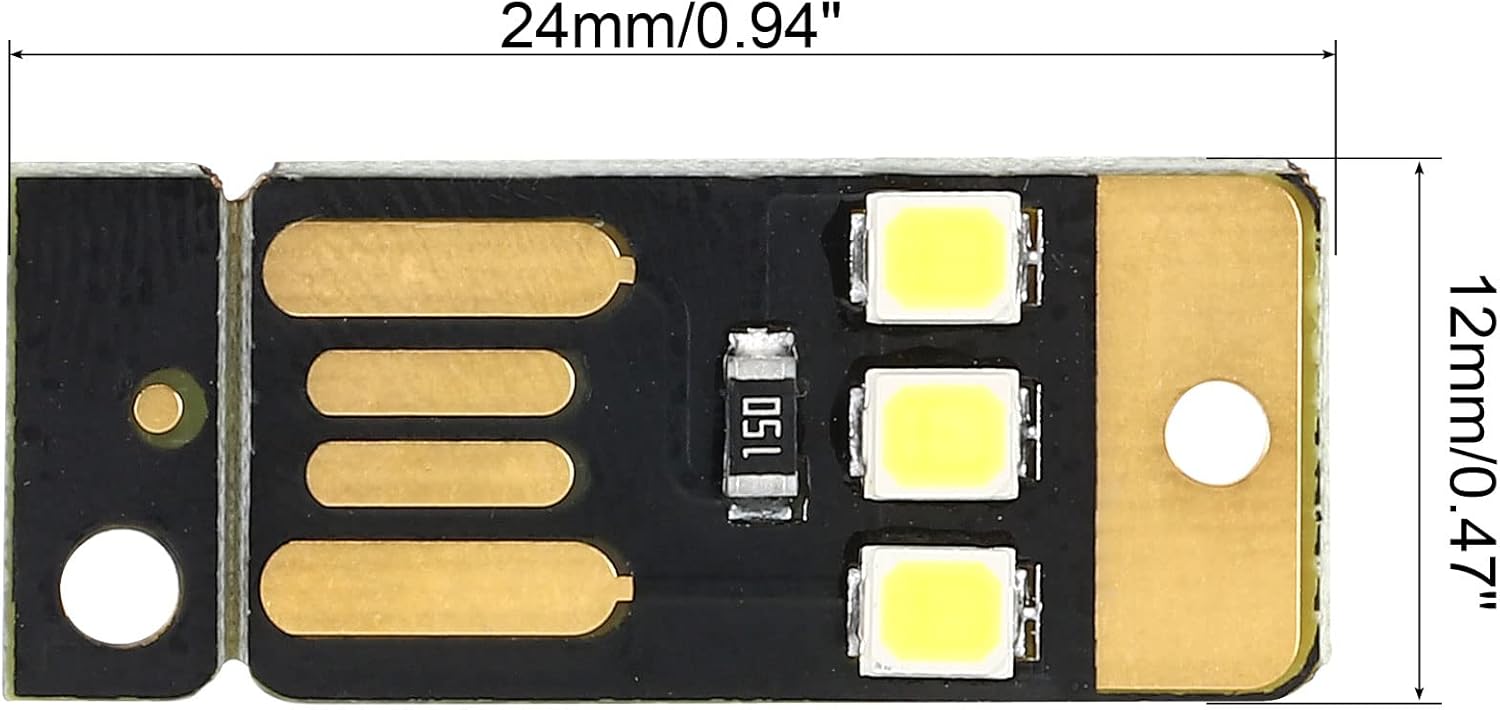 PATIKIL 6000-6500K Mini luz LED USB, paquete de 20 unidades de 0.5W luz nocturna portátil módulo de lámpara delgada para camping teclado portátil,