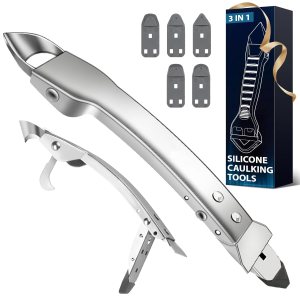Kit de herramientas de calafateo de acero inoxidable removedor de lechada de silicona 4 en 1, raspador de eliminación de sellador – Fácil acabado de Kit de herramientas de calafateo de acero inoxidable removedor de lechada de silicona 4 en 1, raspador de eliminación de sellador – Fácil acabado de