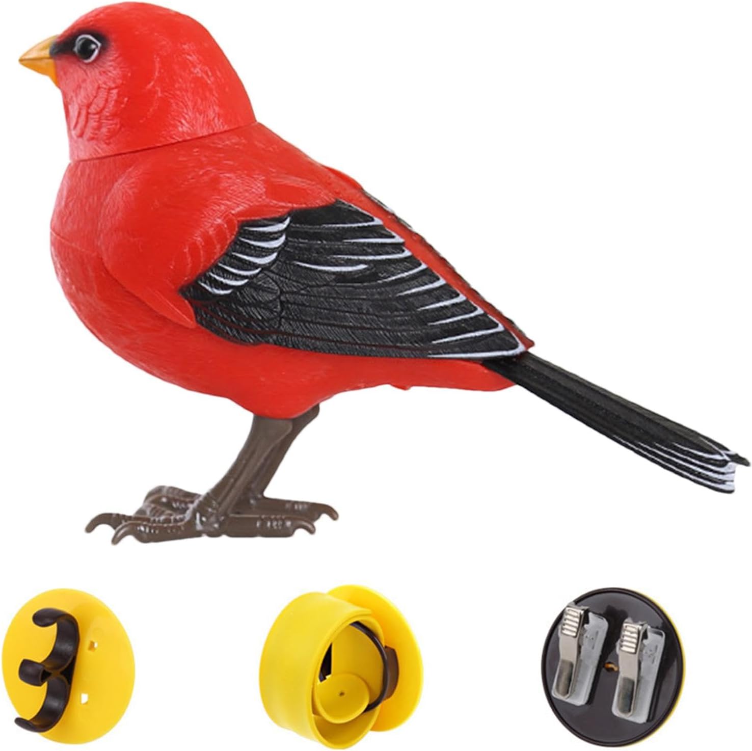 Juguete eléctrico de pájaro que canta y canto y canta, lindo juguete interactivo y decoración, movimiento y sonido activado, funciona con pilas,