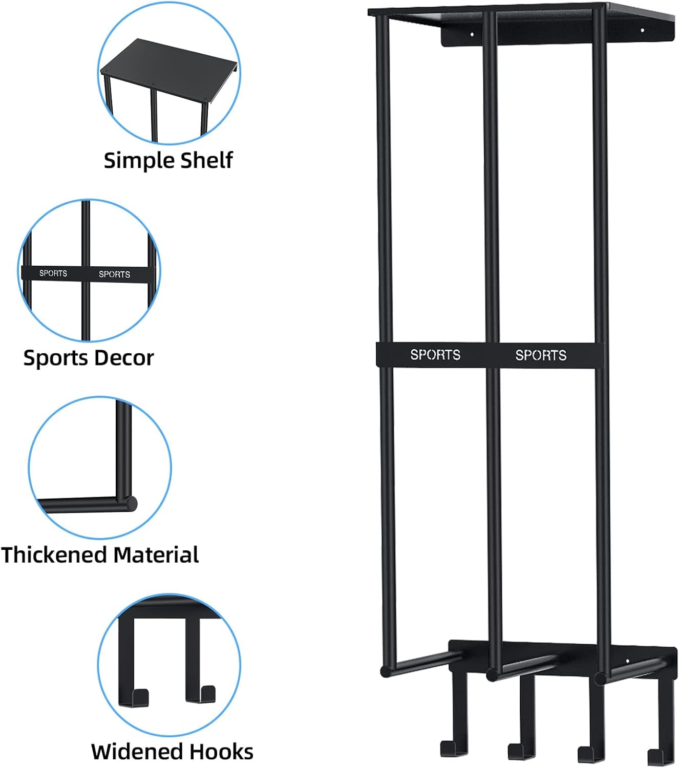 Almacenamiento de silla de camping, soporte de metal para silla de camping para garaje con 4 ganchos, silla de playa y estante de almacenamiento de