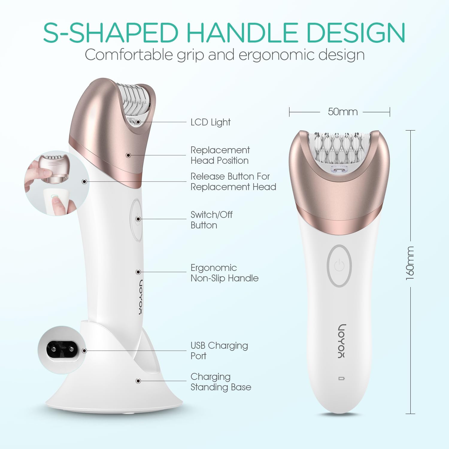 VOYOR Depiladora para mujer, depiladora 3 en 1 para mujeres, depiladora depiladora para piernas y brazos con 30 pinzas, afeitadora eléctrica