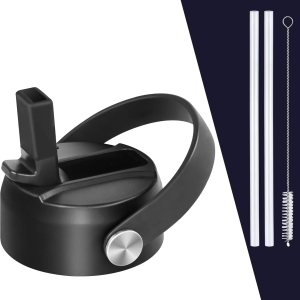Vmini Tapa con popote, compatible con botella de agua de boca ancha Hydro Flask y más, tapa de popote con mango de goma giratorio, 2 popotes y 1 Vmini Tapa con popote, compatible con botella de agua de boca ancha Hydro Flask y más, tapa de popote con mango de goma giratorio, 2 popotes y 1