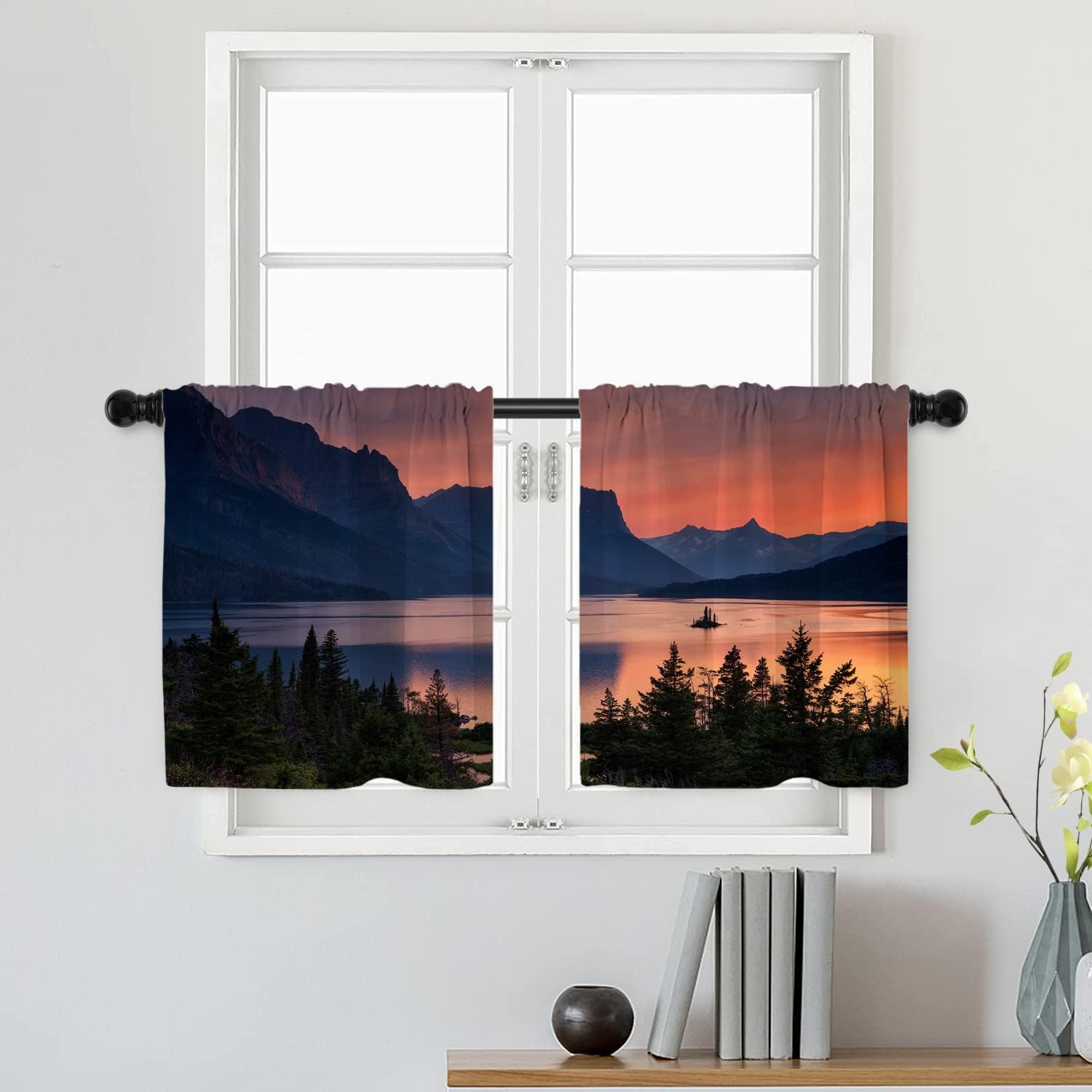 Batmerry Cortinas opacas de poliéster multicapa para sala de estarbaño, 2 unidades de 26 x 24 pulgadas