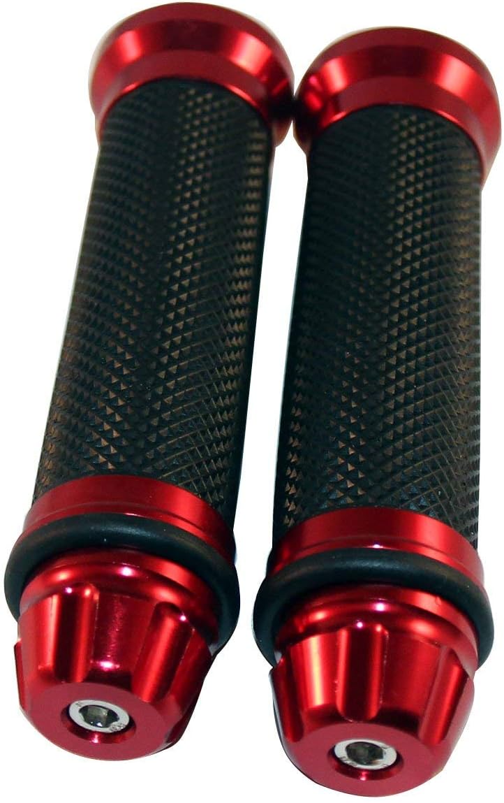 Puños de gel para manillar negro con tapas de extremo CNC rojas compatibles para Kawasaki Ninja ZX6R 2007