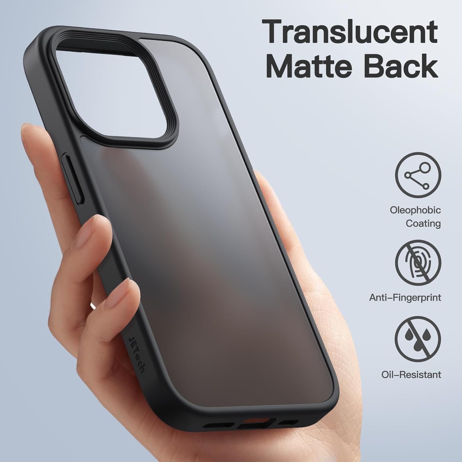 JETech Funda mate para iPhone 15 Pro Max de 6.7 pulgadas, a prueba de golpes, protección contra caídas de grado militar, cubierta trasera