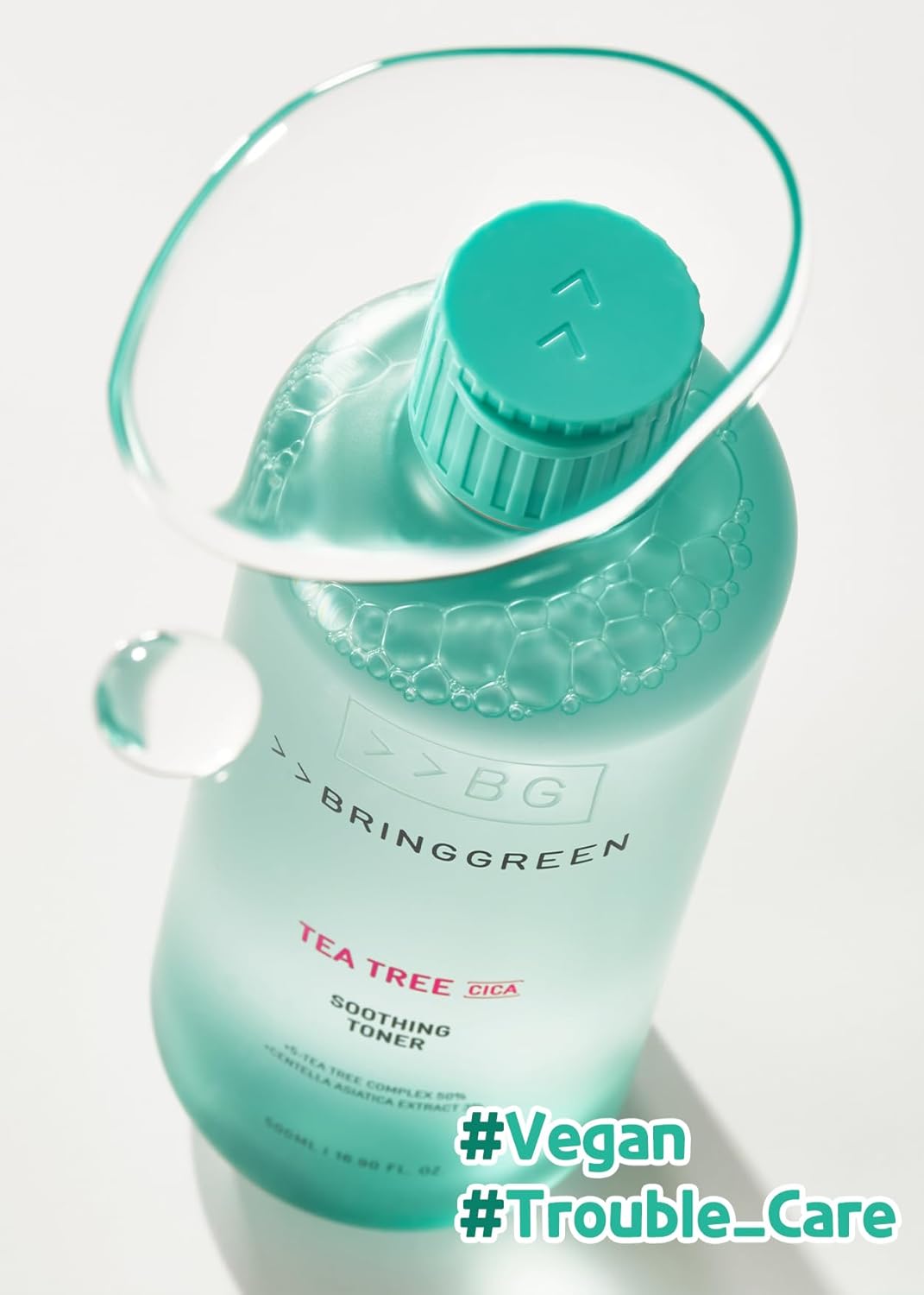 BRING GREEN Tea Tree CICA Tónico calmante  Rutina diaria suave de cuidado de la piel para efecto refrescante e hidratante (8.5 onzas líquidas), 8.5
