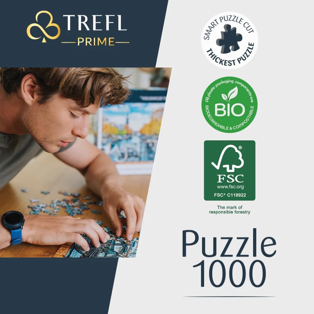 Trefl Rompecabezas de 1000 piezas Prime – Yoga, gatos y café tranquilidad