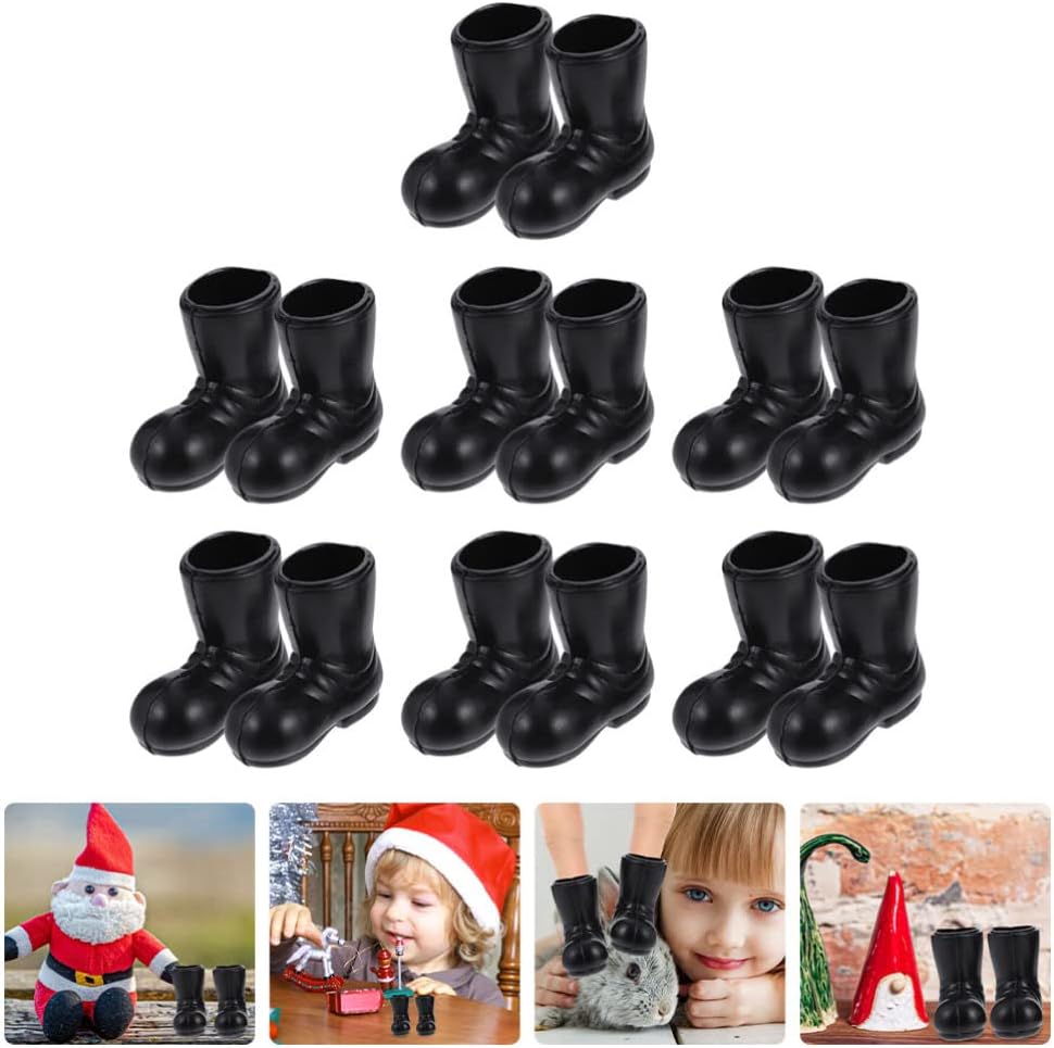 Toddmomy Mini botas de Papá Noel de Navidad, 7 pares de mini zapatos decorativos, botas de tobillo en miniatura, adornos de muñeca de Papá Noel para