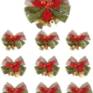10 mini lazos de Navidad de 2 pulgadas, coronas de arpillera verde y rojo, lazos pequeños para decoración de árbol de Navidad para bodas, fiestas, 10 mini lazos de Navidad de 2 pulgadas, coronas de arpillera verde y rojo, lazos pequeños para decoración de árbol de Navidad para bodas, fiestas,