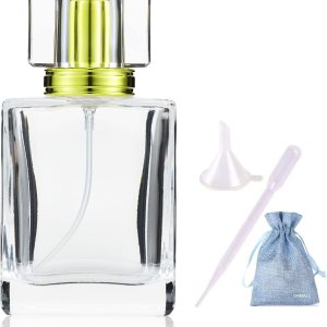 Botellas de perfume de vidrio recargables de 1.7 onzas líquidas, atomizador de perfume de viaje, botella de spray de perfume recargable con 1 embudo Botellas de perfume de vidrio recargables de 1.7 onzas líquidas, atomizador de perfume de viaje, botella de spray de perfume recargable con 1 embudo