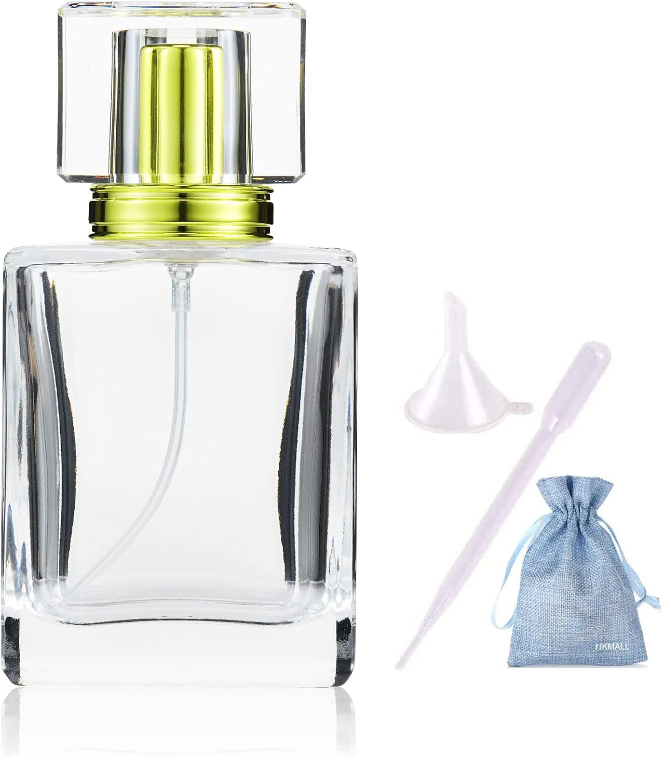 Botellas de perfume de vidrio recargables de 1.7 onzas líquidas, atomizador de perfume de viaje, botella de spray de perfume recargable con 1 embudo