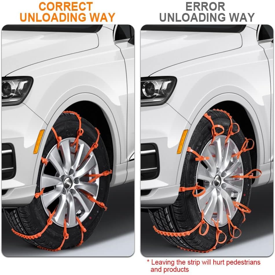 Oziral 12 cadenas de nieve reutilizables, cadenas universales antideslizantes de emergencia para neumáticos aptas para la mayoría de automóviles,
