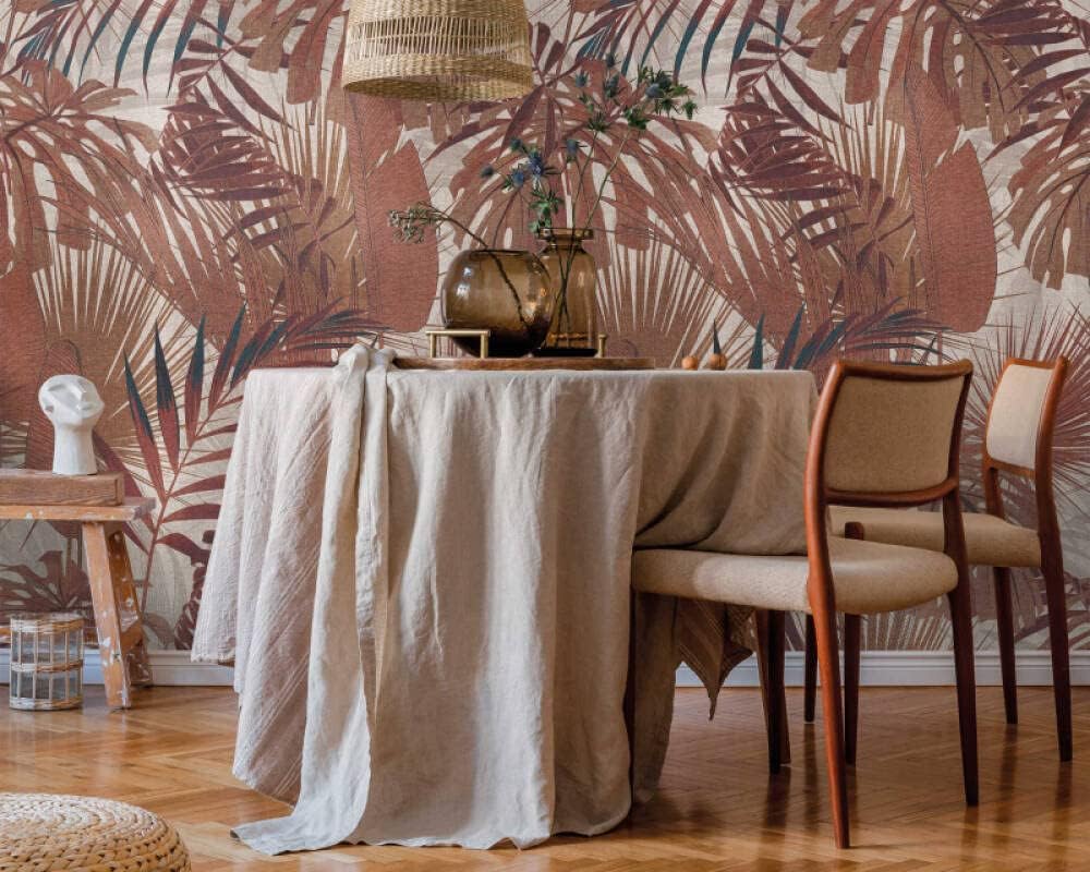 CONCORD WALLCOVERINGS  391802 – Papel tapiz floral para dormitorio, hojas de palmera, cobre beige marrón, 63 pulgadas de ancho x 110 pulgadas de