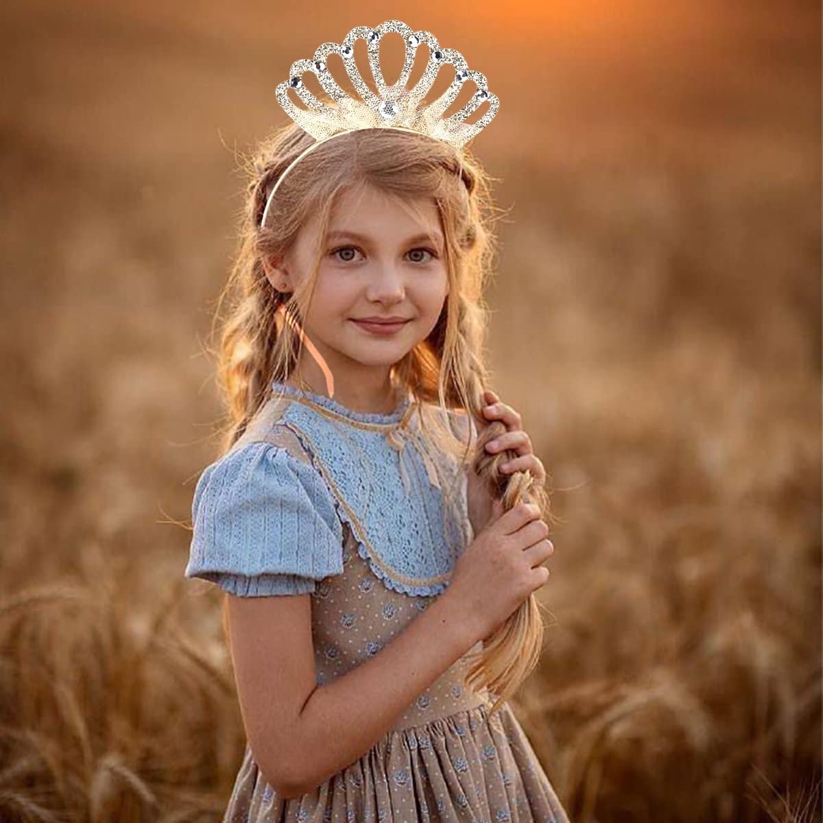 Diadema dorada con corona de encaje, accesorios para el cabello, accesorios para el cabello para niñas y mujeres, fiesta de cumpleaños