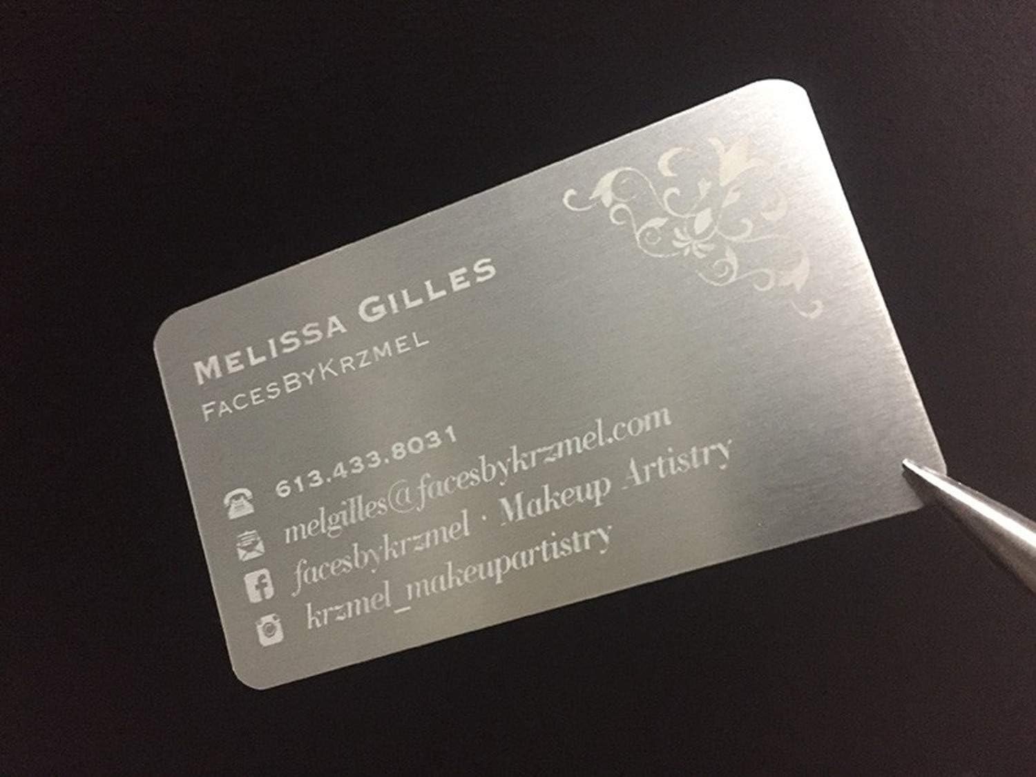 Paquete de 50 tarjetas de visita de aluminio grueso, placa de metal en blanco 0.020 in, material de grabado láser, sublimación, CNC, placa base