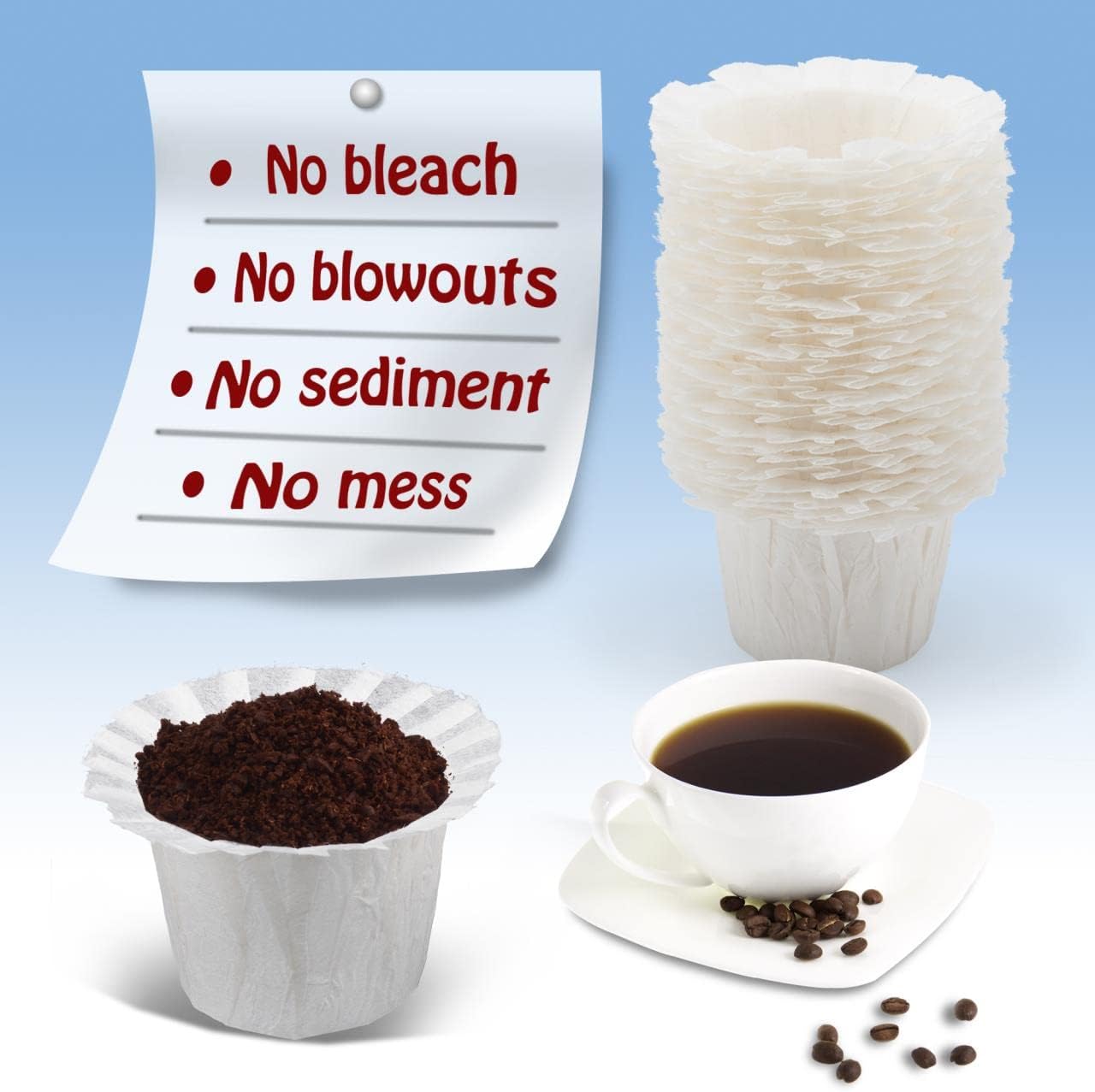Filtros de café de papel desechables de 200 unidades, filtro de café compatible con cafeteras Keurig de una sola porción 1.0 y 2.0, se adapta a